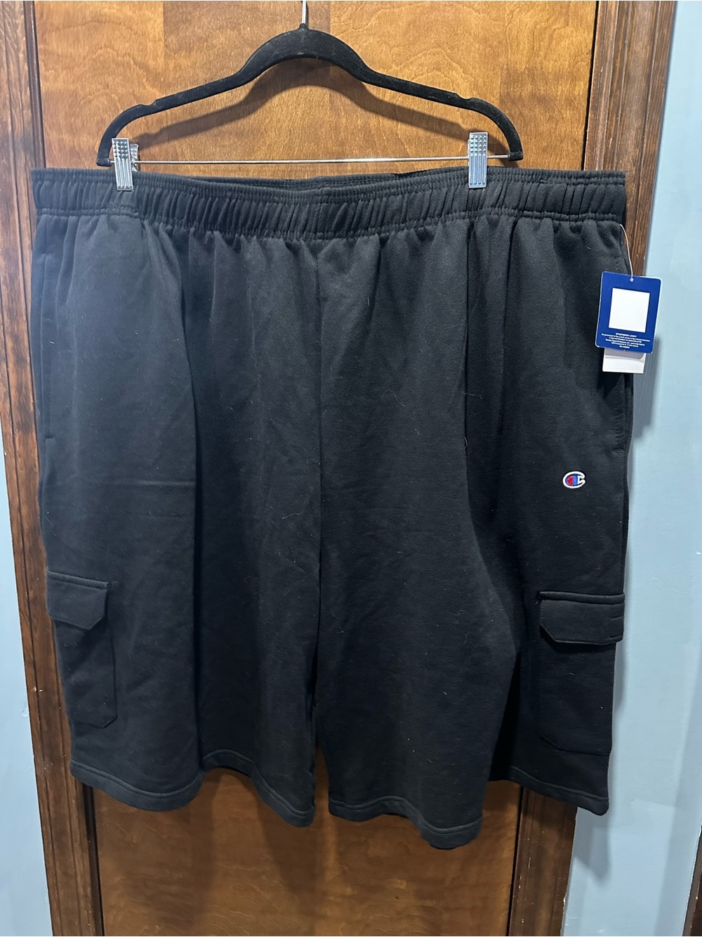 NWT Champion Big & Tall Black Fleece Cargo Shorts Size 4X Athleticwear